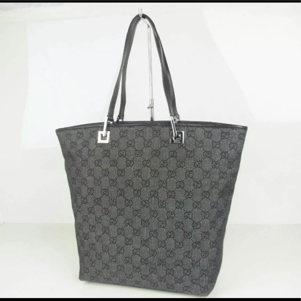 Authentic GUCCI GG canvas Leather Tote Hand Bag